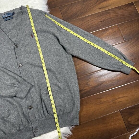 Polo Ralph Lauren‎ Size XLT Gray Button Patch Merino Wool Knit Cardigan Sweater - Picture 4 of 9